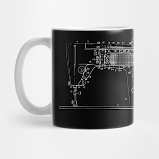 Zigzag Mechanism for Sewing Machine Vintage Patent Hand Drawing Mug